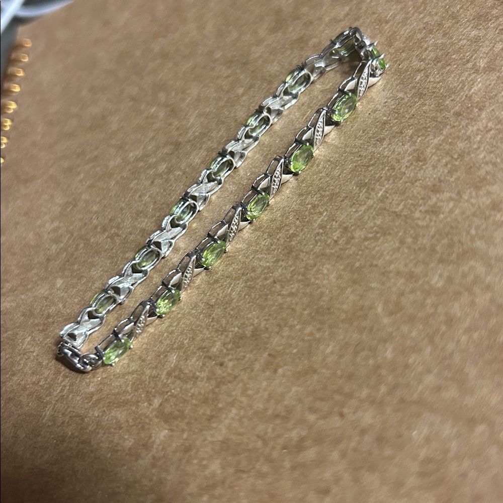 Sterling Silver Peridot Tennis‎ Bracelet